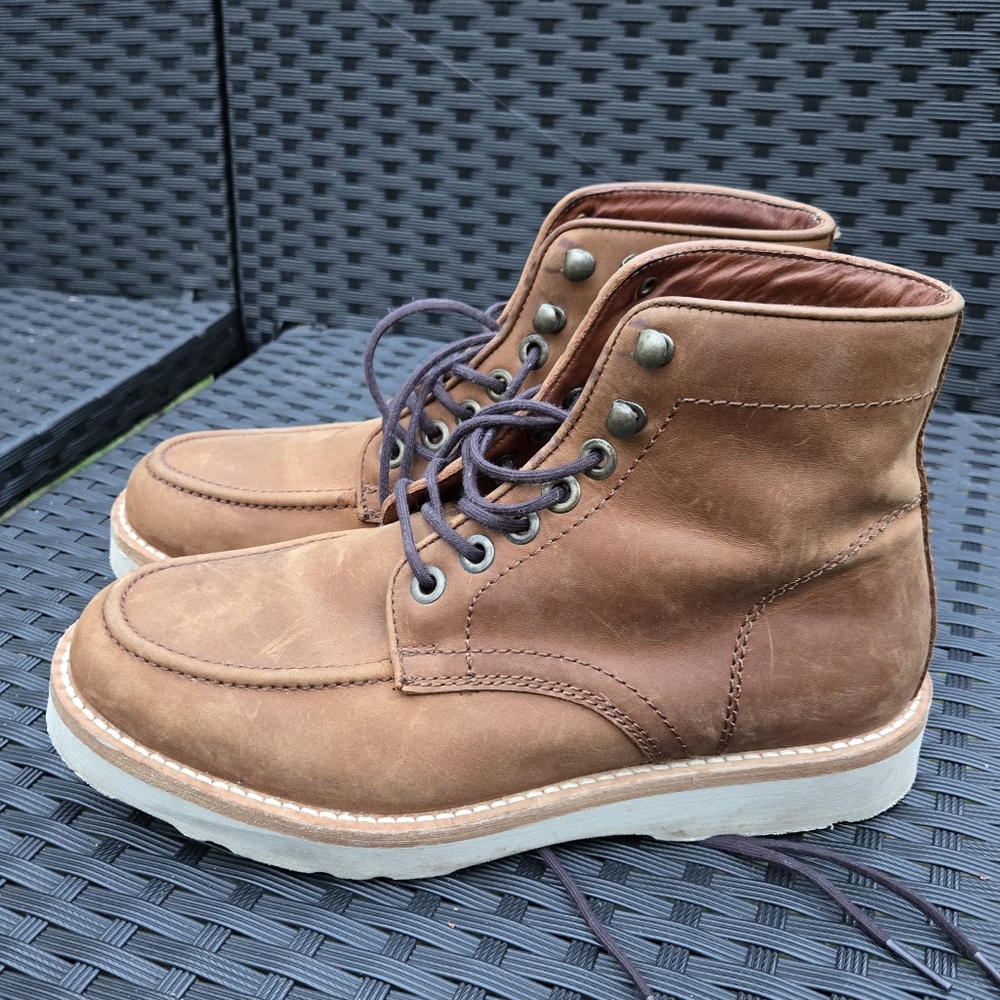 *SOLD* Men’s Leather Moc Toe Boots Brown Workwear Heritage Style – Size 7.5